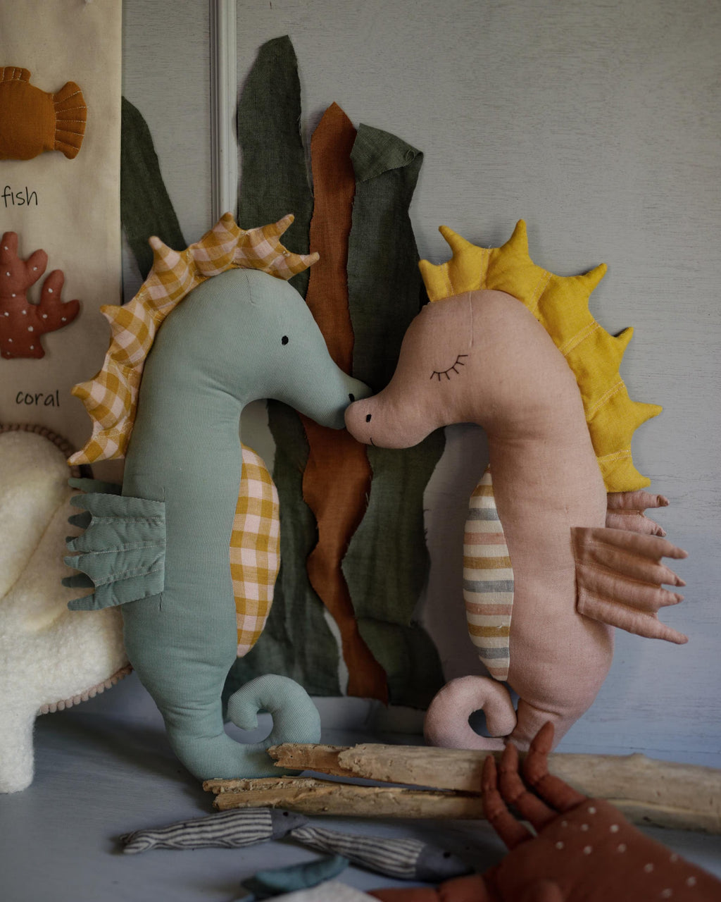 Seahorse family mama, papa and babies PDF sewing pattern and tutorial