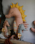 Seahorse family mama, papa and babies PDF sewing pattern and tutorial