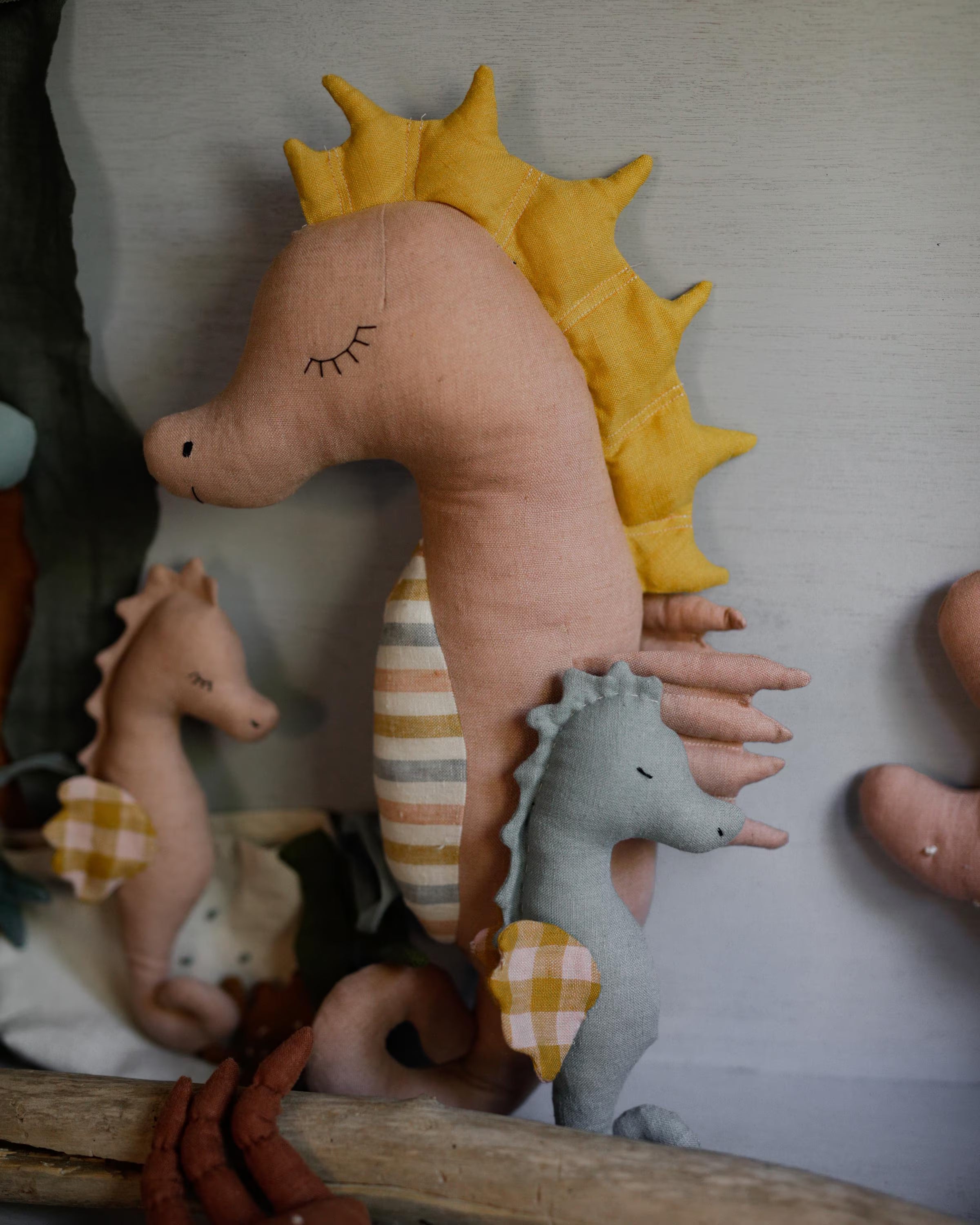 Seahorse family mama, papa and babies PDF sewing pattern and tutorial