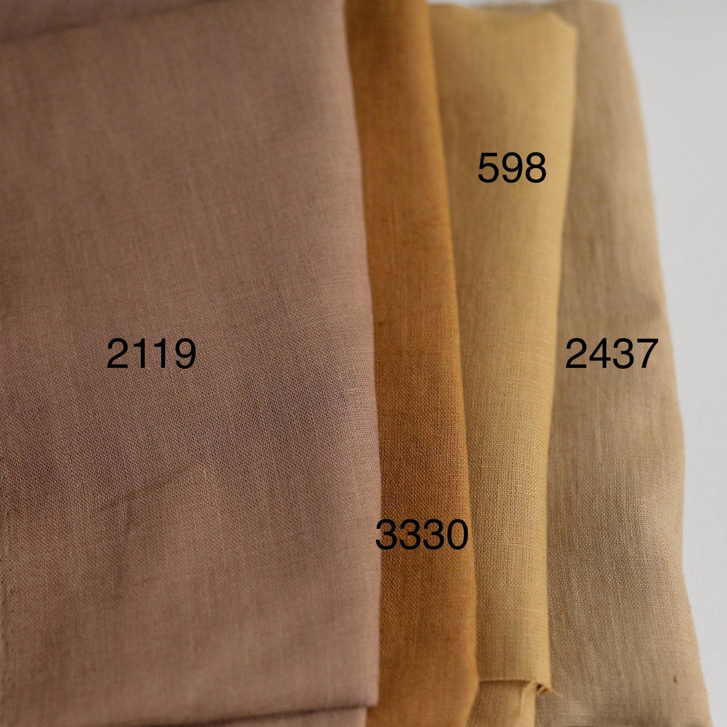 Light Ochre  100% Lithuanian linen softened fabric 2437