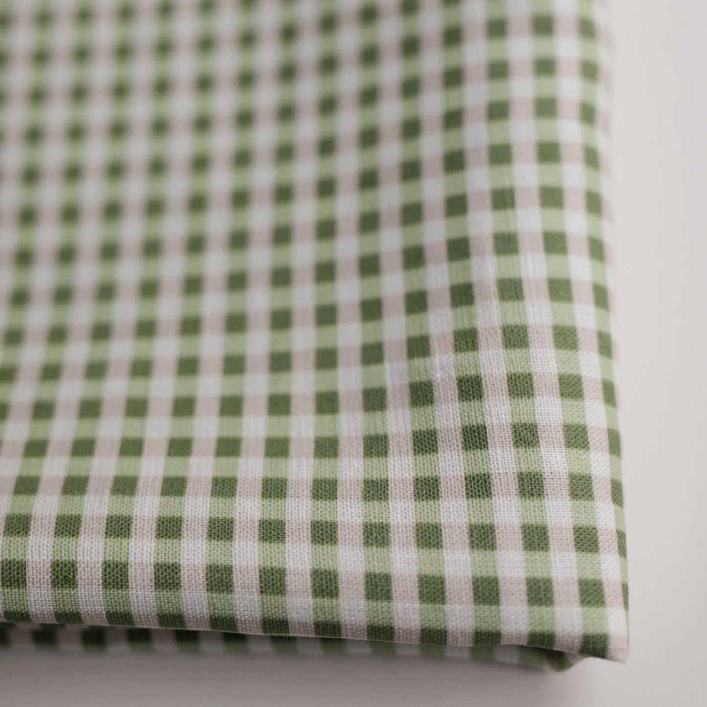 Pink and green 0.5 cm gingham 100% soft linen fabric
