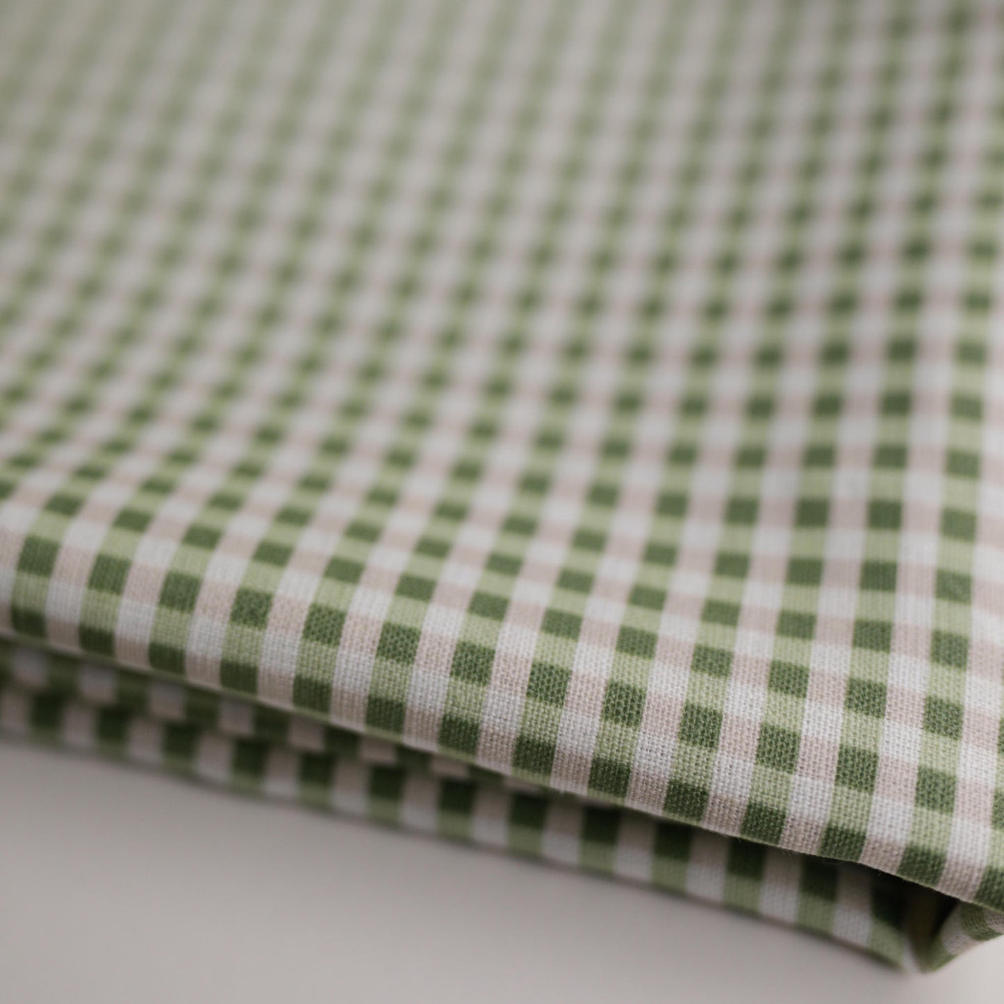 Pink and green 0.5 cm gingham 100% soft linen fabric 013